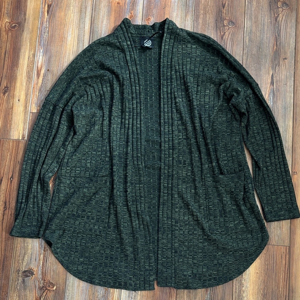 Bobeau Forest Green 3/4 length Cardigan  Large